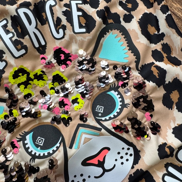 Justice size 10 Animal Print Flip Sequins Bathing Suit - Picture 2 of 3